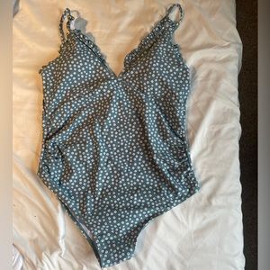 Maternity Floral Print Frill Trim Swimsuit